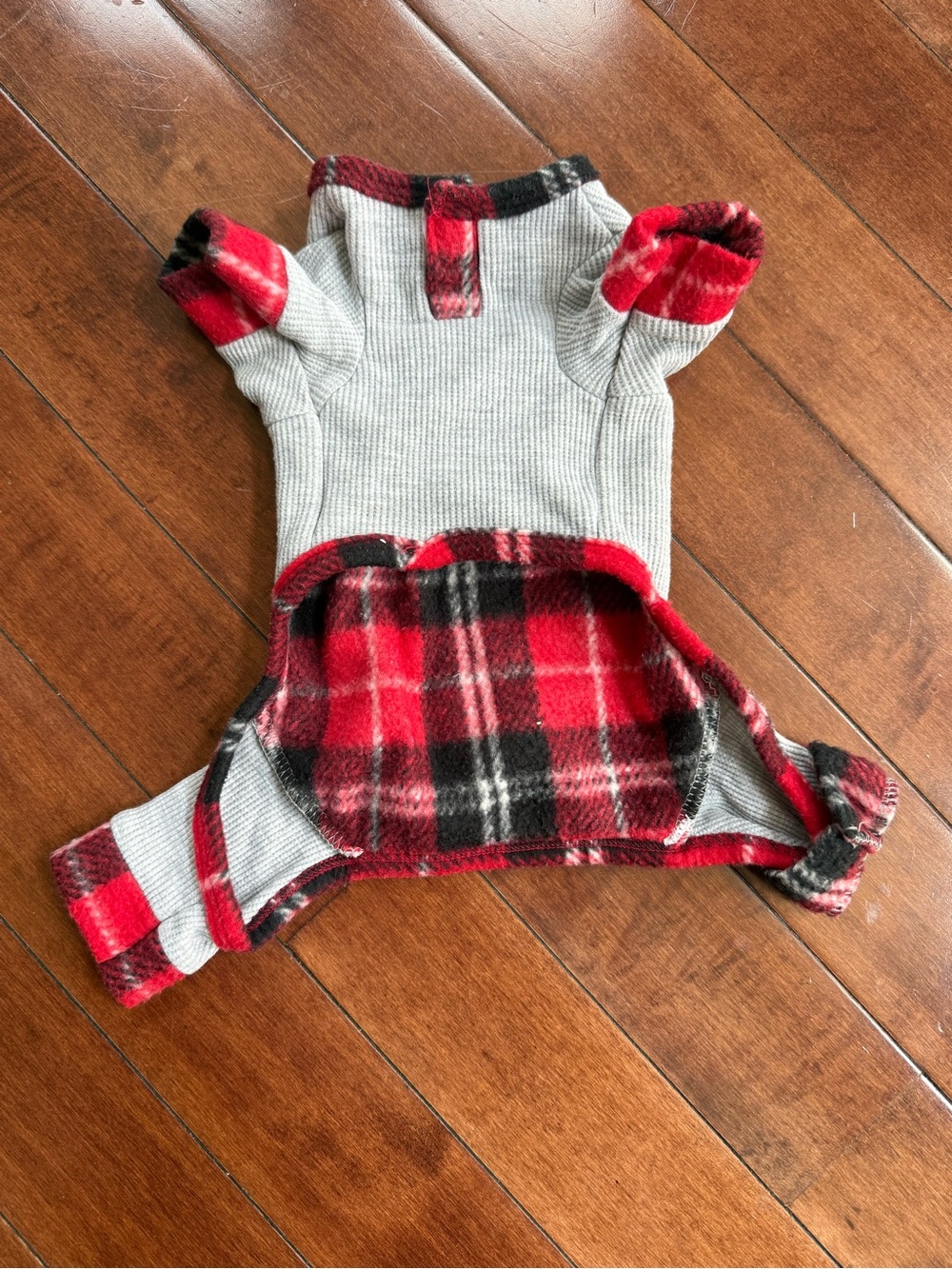 Fabdog Dog Gray & Red Plaid Fleece Pajamas, size XS